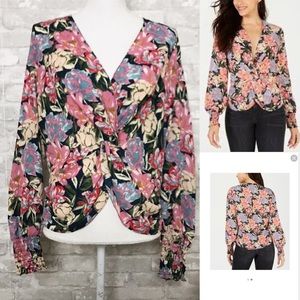 NWT LEYDEN Bohemian Pink Floral Print Long Sleeve Top Small